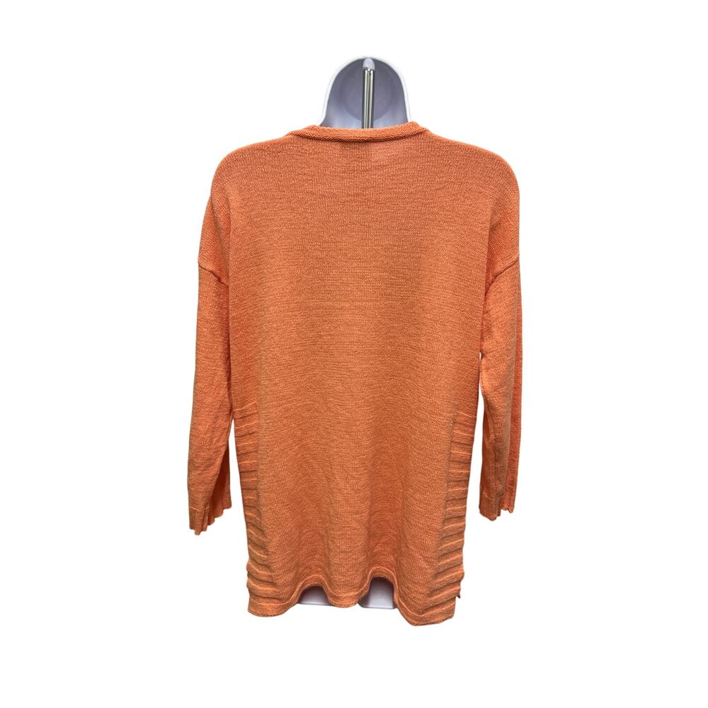 Chico's Size 1 (XL/16) Knit Sweater Coral Orange 3/4 Sleeve Pullover Tunic - Picture 3 of 4